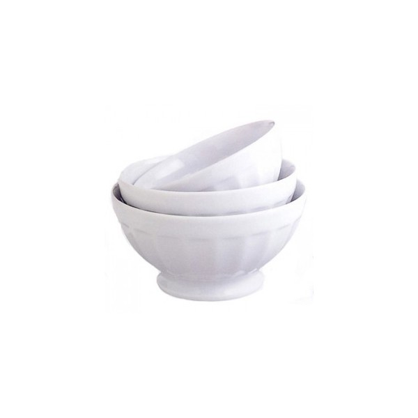 BOL PIED COTES PORCELAINE BLANCHE SOLOGNE D13 40CL - Maison de la Porcelaine